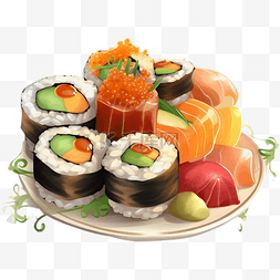 日本寿司卡通图片_日本寿司料理美食