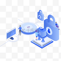 网络信息保护图片_立体蓝色网络数据信息安全