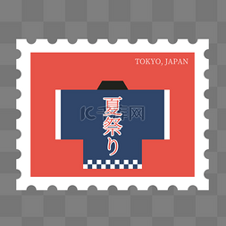 夏祭和服红色日本邮票