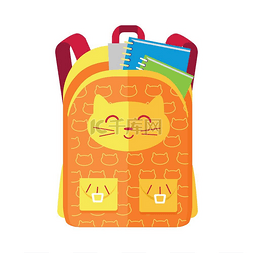 背包的儿童图片_背包书包图标与笔记本标尺书包图