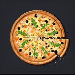 意大利披萨背景图片_逼真的披萨片。