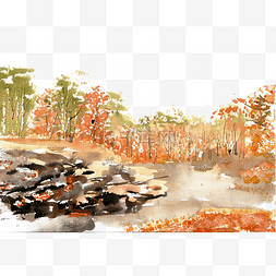 红叶图片_河边的秋季