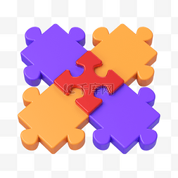 正方形七宫格拼图图片_3DC4D立体彩色拼图拼块