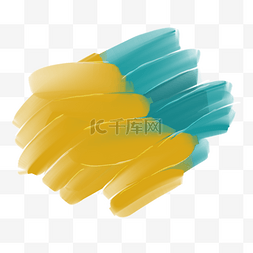 渐变水彩笔刷图片_蓝色和黄色质感撞色水彩笔刷