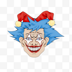 小丑可怕脸蓝色卡通