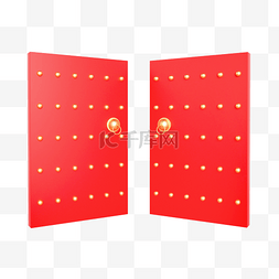 中式c4d图片_3d立体红色中式大门