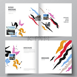 杂志封面创意图片_方形设计双折小册子、传单、杂志