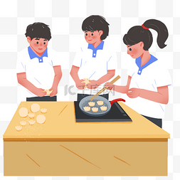 动手素材图片_学生劳动教育课程实践包饺子煮饺