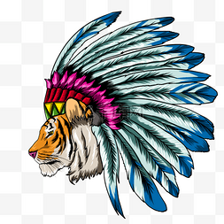 老虎美洲印第安战帽图案