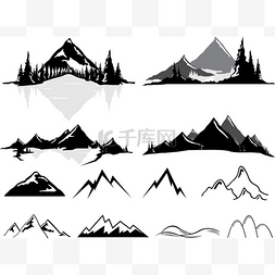 手绘和现实图片_山地和丘陵，现实或程式化