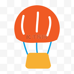 热气球橙色图片_手绘卡通热气球