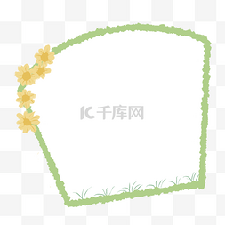 大片青草地图片_春天迎春花绿藤青草边框气泡框