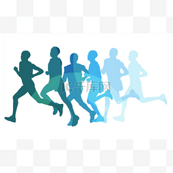 运动健身健康图片_跑马拉松人组矢量图