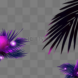 棕榈叶霓虹紫色边框