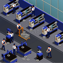 封面素材矢量素材图片_工业机械背景与工厂设备符号等距