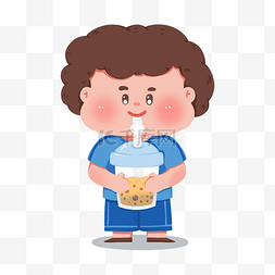 喝奶茶的肥胖图片_喝奶茶饮品手持杯子男孩