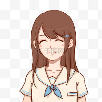 眯眼微笑的女孩