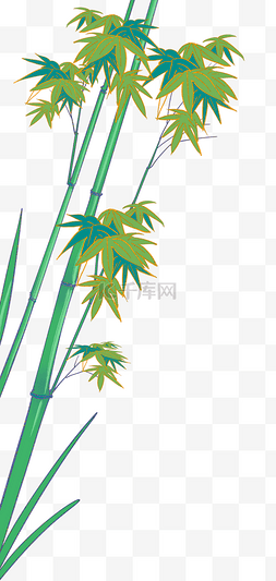 中国风国潮风描线竹叶竹子