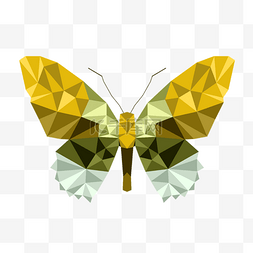 绿色几何风格多边形低聚彩色蝴蝶