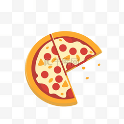 俯视看的披萨图片_扁平卡通简约复古披萨食物快餐