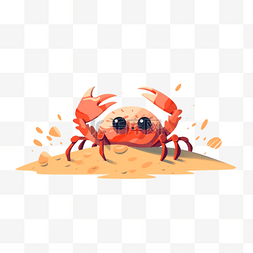 彩色扁平沙里的动物螃蟹