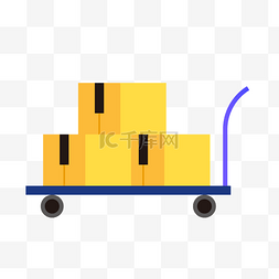 货物运输组图图片_矢量扁平推车货物