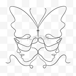 抽象线条蝴蝶卡通人物头像