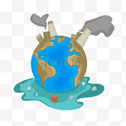 地球垃圾污染插画