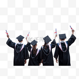 学生背影拿着毕业证书