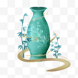 绿色瓶子图片_创意中国古董文物花瓶微景观