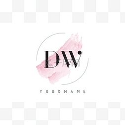 Dw D W 水彩字母标志设计与圆形画