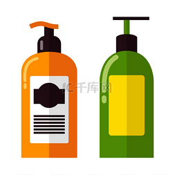 两个瓶子图片_两个明亮的彩色瓶子矢量插图橙色