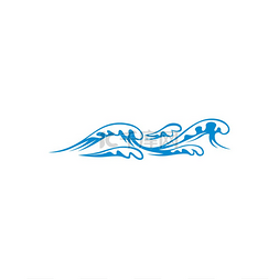 夏天卡通海浪图片_海水飞溅孤立抽象的海浪符号汹涌