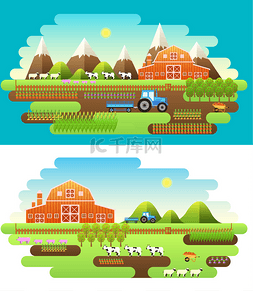 Flat farm in village set sprites and tile set