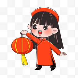 北京传统文化图片_越南新年女孩卡通灯笼zalo表情包