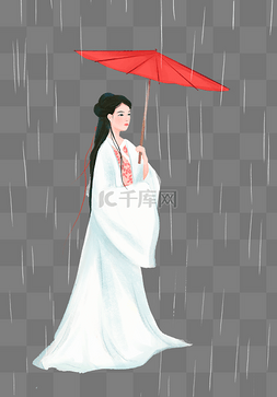 雨水节气古风美女打伞