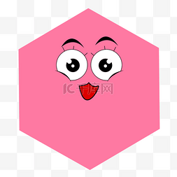 矢量粉色小猪图片_睁大眼睛表情粉色多边形趣味表情