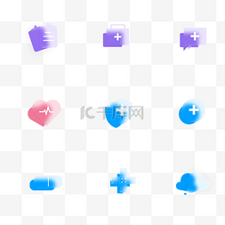 医疗主题毛玻璃半透明图标icon