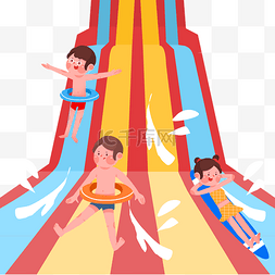 水上游玩图片_夏天夏季水上乐园娱乐滑滑梯
