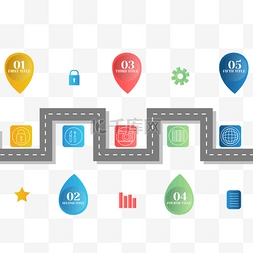 数据图表模板图片_彩色卡通马路位置信息图