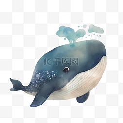 卡通手绘海洋动物图片_卡通手绘海洋动物鲸鱼