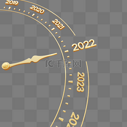 2022月曆图片_金色C4D立体2022时钟针表元旦新年