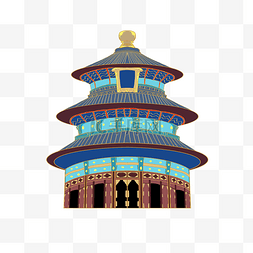 国潮风地标图片_古代建筑北京天坛国潮地标