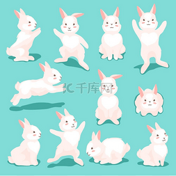 一套可爱的复活节兔子。