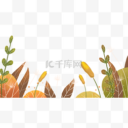 秋季植物叶子草丛底框