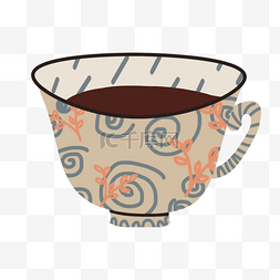抽象螺旋图案棕色咖啡杯