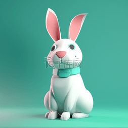 简约卡通兔子图片_3d立体卡通动物元素兔