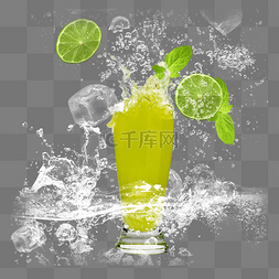 花合成图图片_创意果汁柠檬汁合成夏天