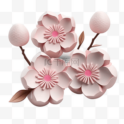 黏土质感图片_3D立体黏土质感花朵樱花