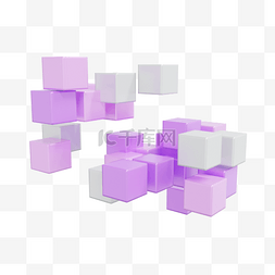 白色方块图片_3DC4D立体紫白色方块